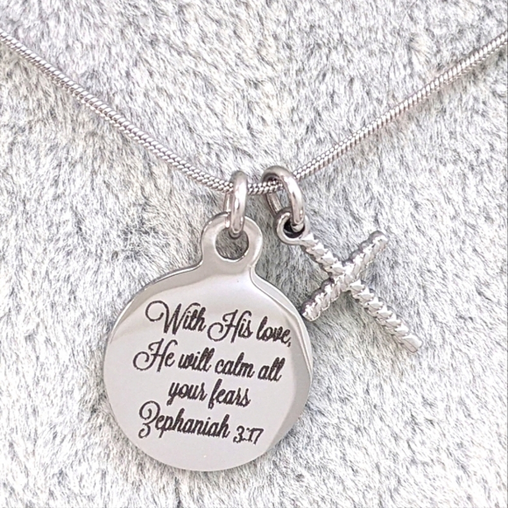 Christian Bible Verse Scripture Cross Necklace
